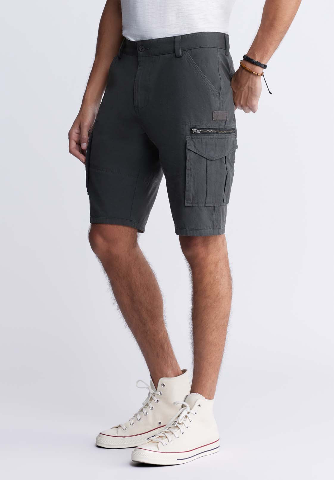 Buffalo David Bitton Hiero Men's Shorts With Cargo Pockets In Charcoal