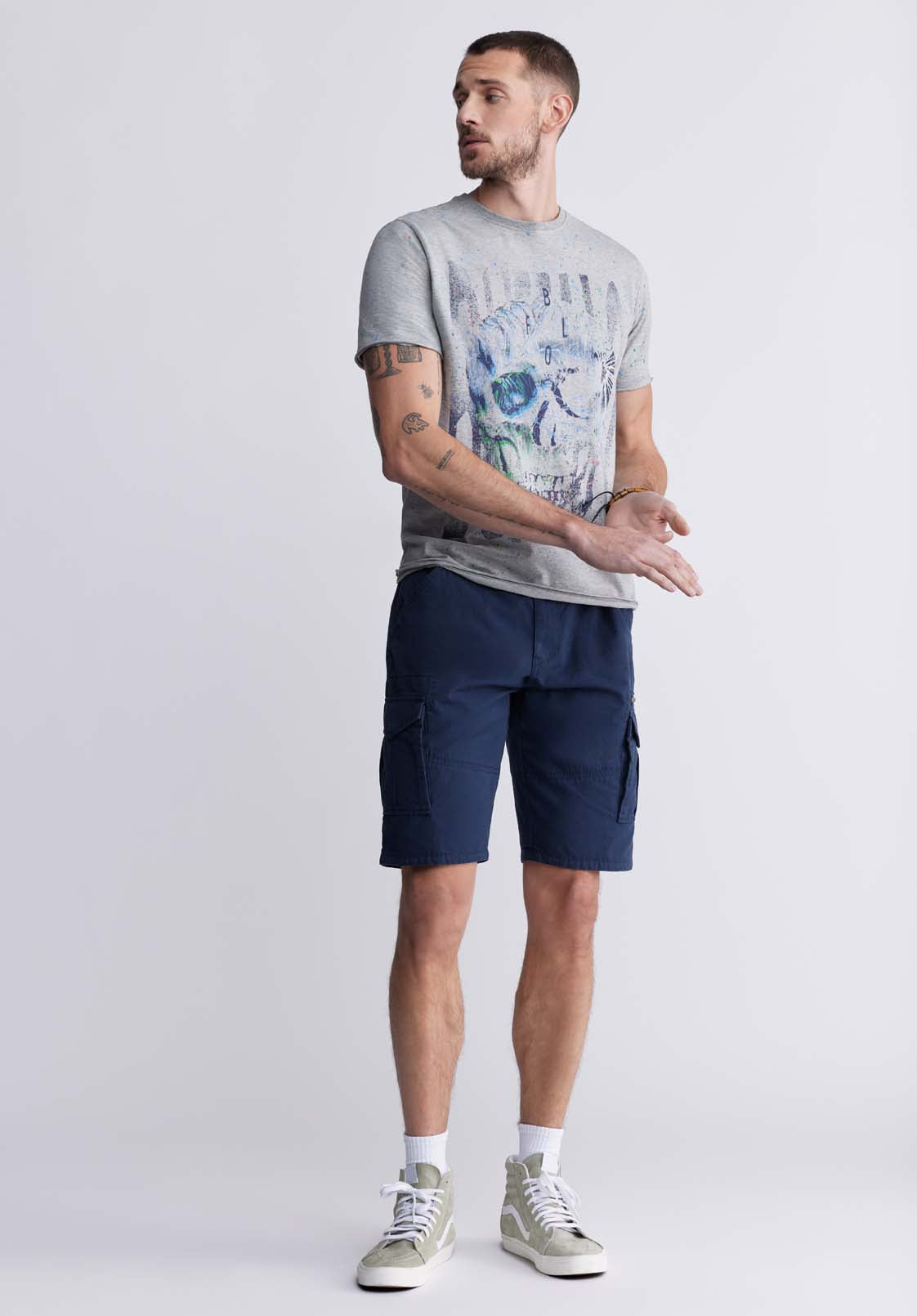 Buffalo David Bitton Hiero Men's Shorts With Cargo Pockets In Midnight Blue