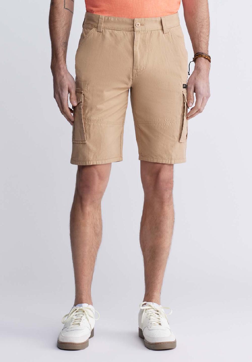 buffalo david bitton Hiero Men's Shorts with Cargo Pockets in Tan