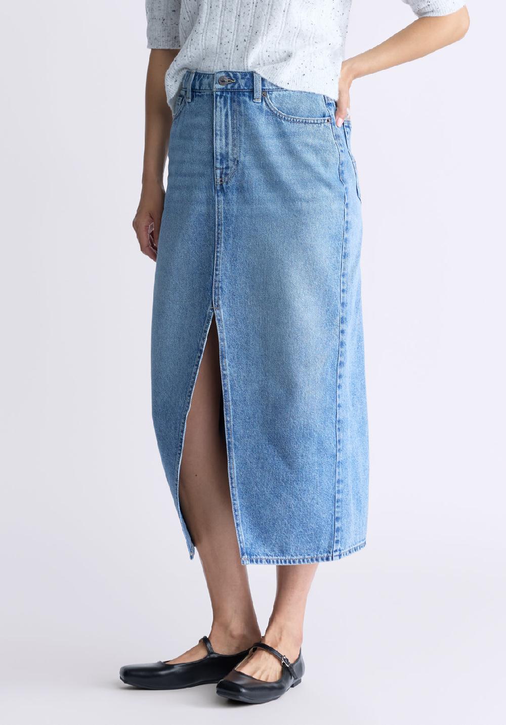Buffalo David Bitton High Rise Samantha Women's Denim Skirt Sanded Medium Indigo
