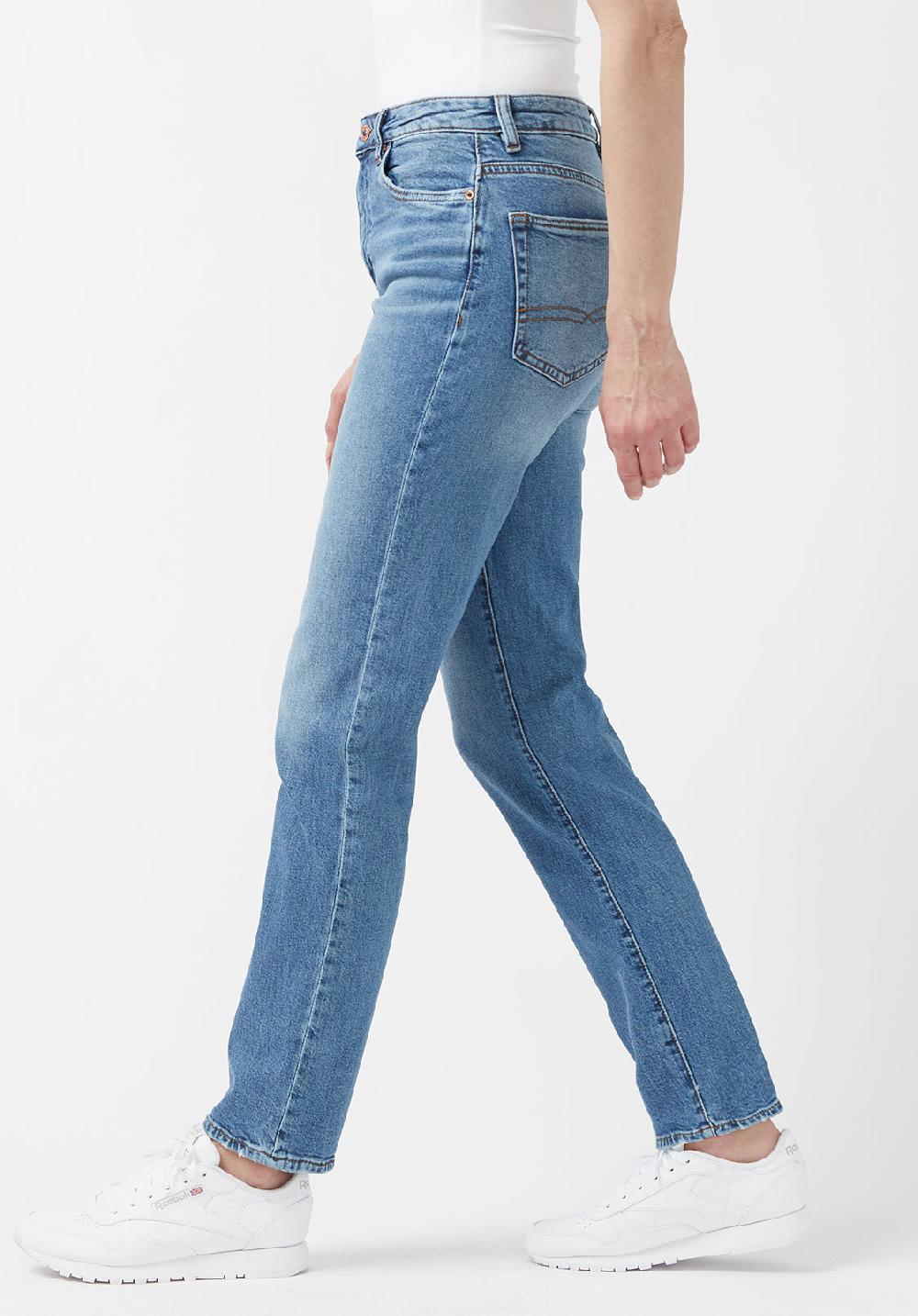 Buffalo David Bitton High Rise Straight Jayden Women's Jeans In Veined And Contrasted Blue
