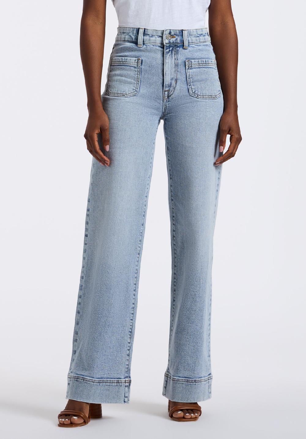 buffalo david bitton High Rise Wide Leg Addie Women's Jeans Bleached Blue