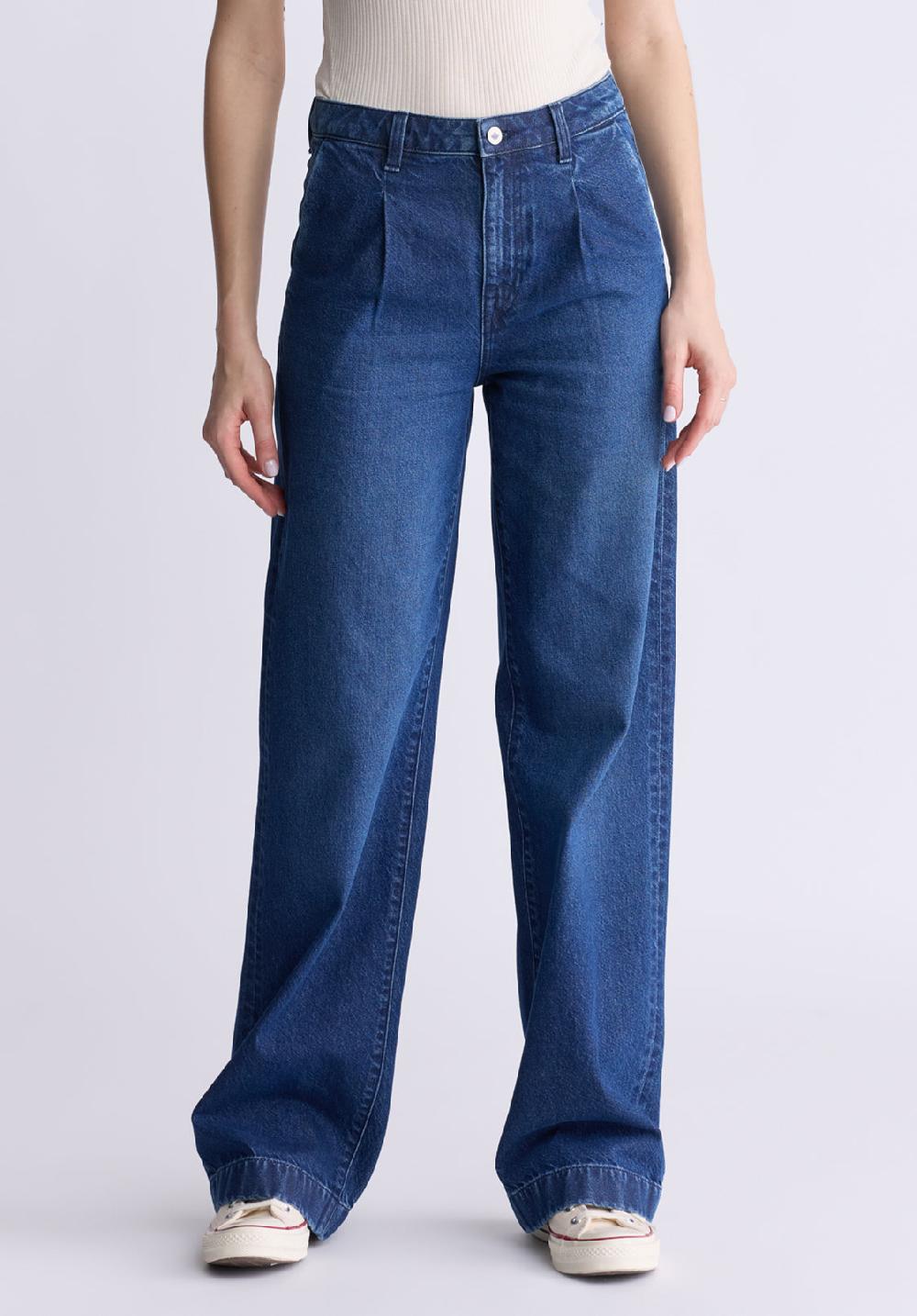 buffalo david bitton High Rise Wide Leg Addie Women's Jeans Contrasting Indigo