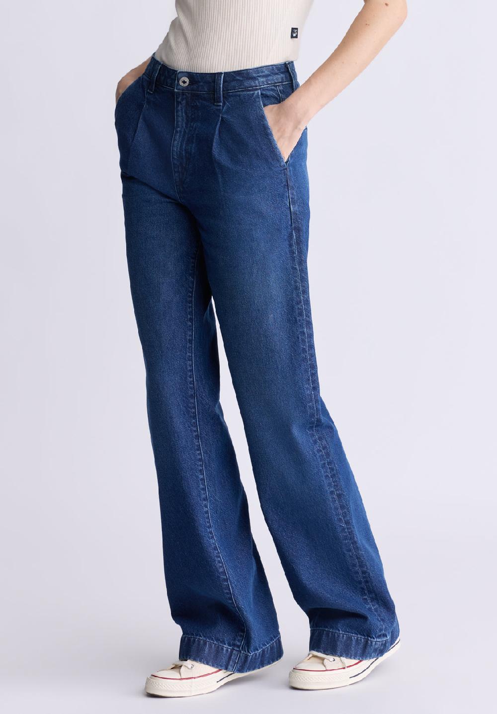 Buffalo David Bitton High Rise Wide Leg Addie Women's Jeans Contrasting Indigo