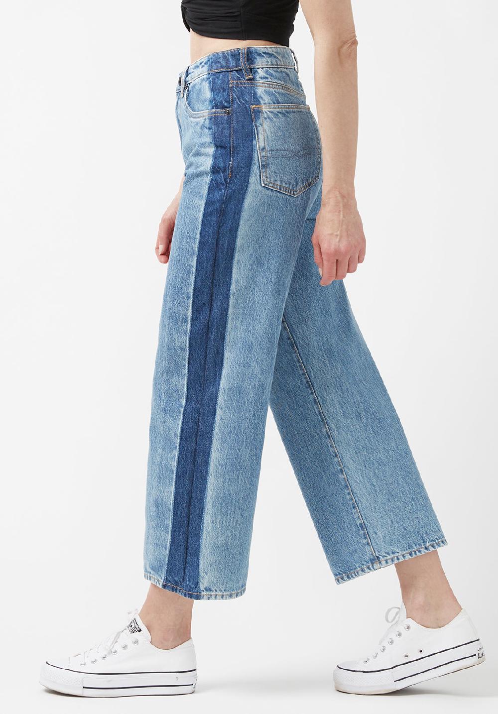 Buffalo David Bitton High Rise Wide Leg Addisson Women’s Cropped Jeans In Shadow Wash Blue