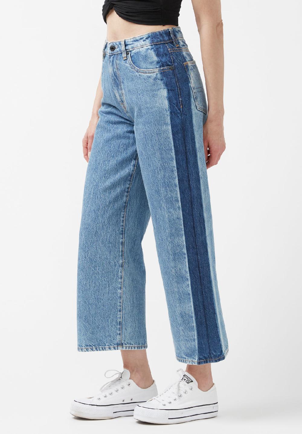 Buffalo David Bitton High Rise Wide Leg Addisson Women’s Cropped Jeans In Shadow Wash Blue
