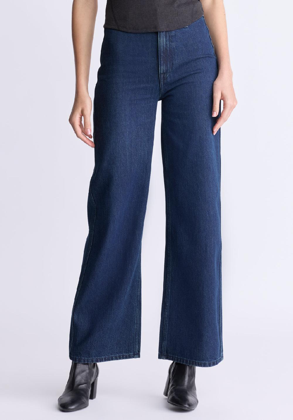 buffalo david bitton High Rise Wide Leg Adele Women's Jeans Dark rinse wash