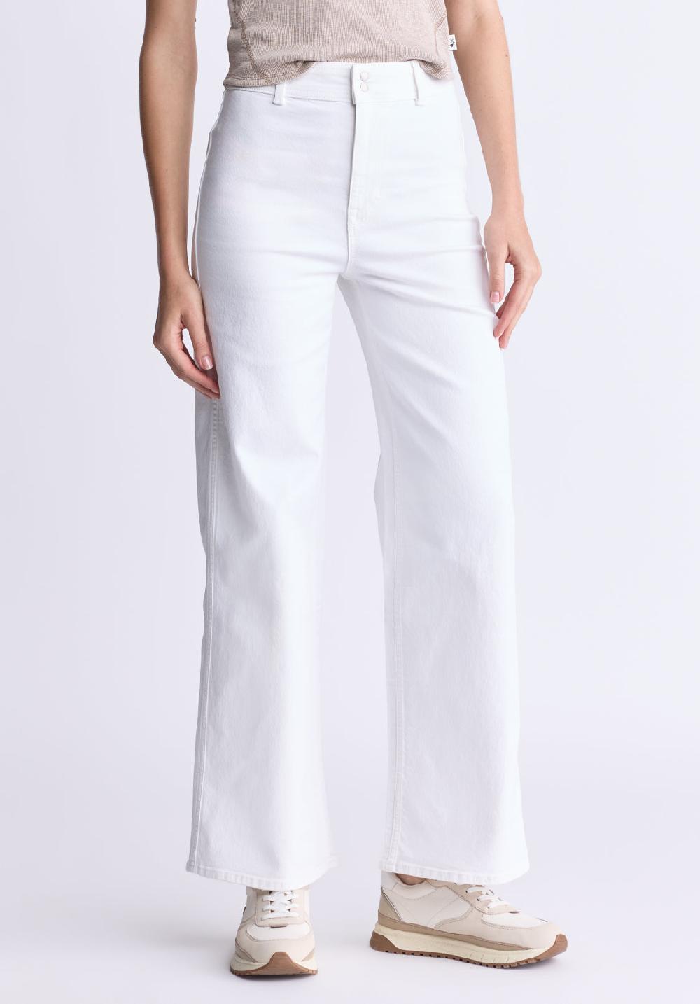 buffalo david bitton High Rise Wide Leg Adele Women's Soft Wash Jeans White