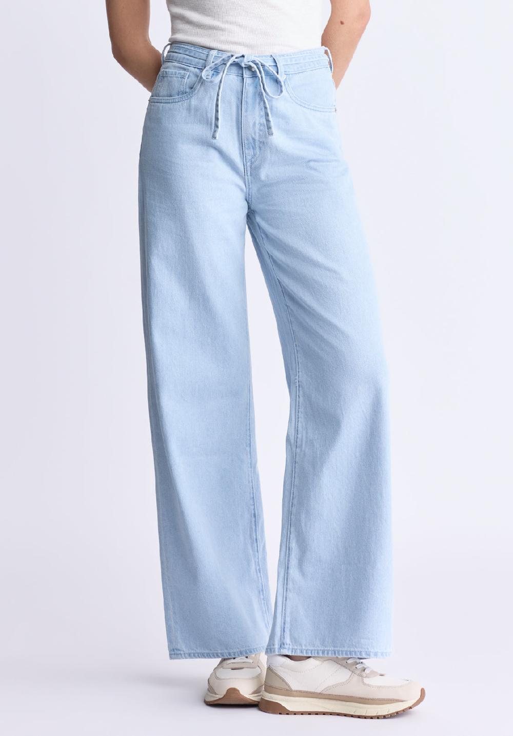 buffalo david bitton High Rise Wide Leg Alecia Women's Jeans Light vintage blue