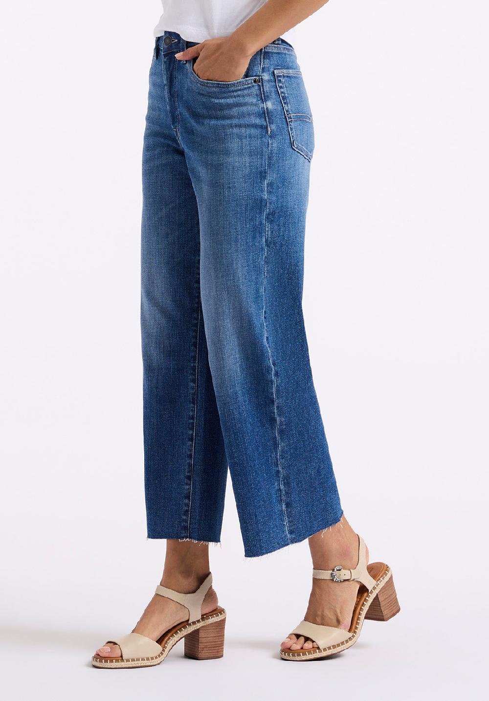 Buffalo David Bitton High Rise Wide Leg Cropped Addison Women's Jeans Indigo Sanded
