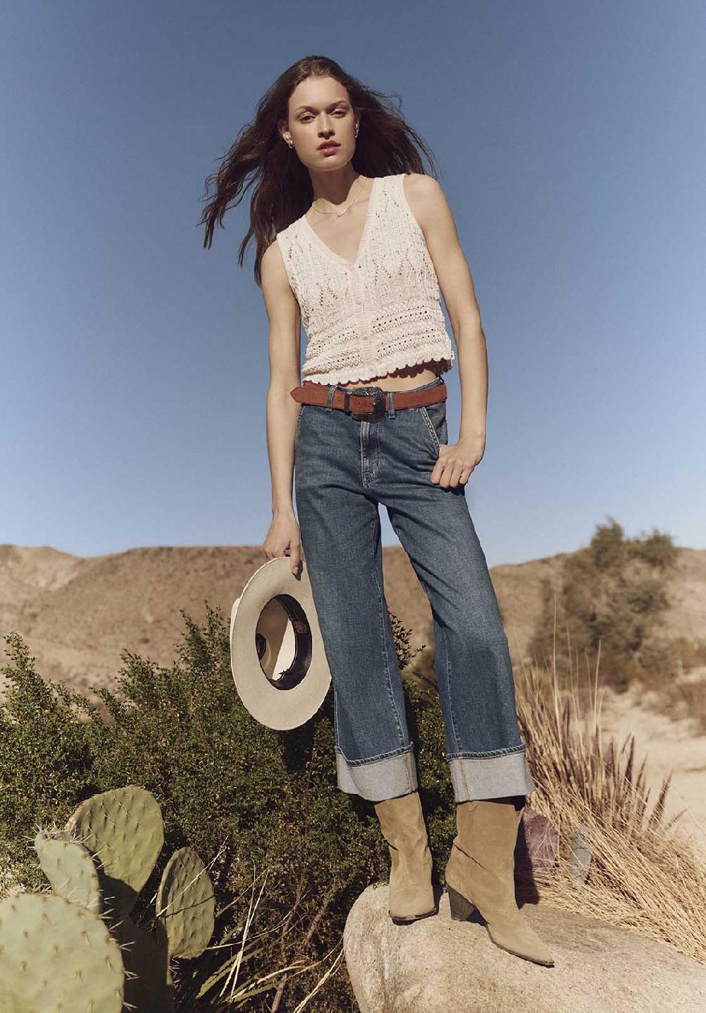 Buffalo David Bitton High Rise Wide Leg Cropped Addison Women's Jeans Indigo Worn