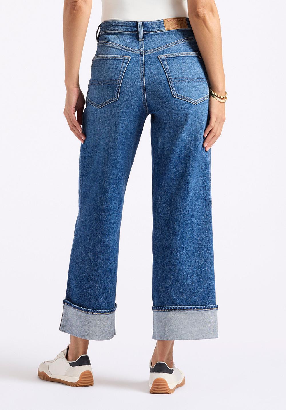 Buffalo David Bitton High Rise Wide Leg Cropped Addison Women's Jeans Indigo Worn