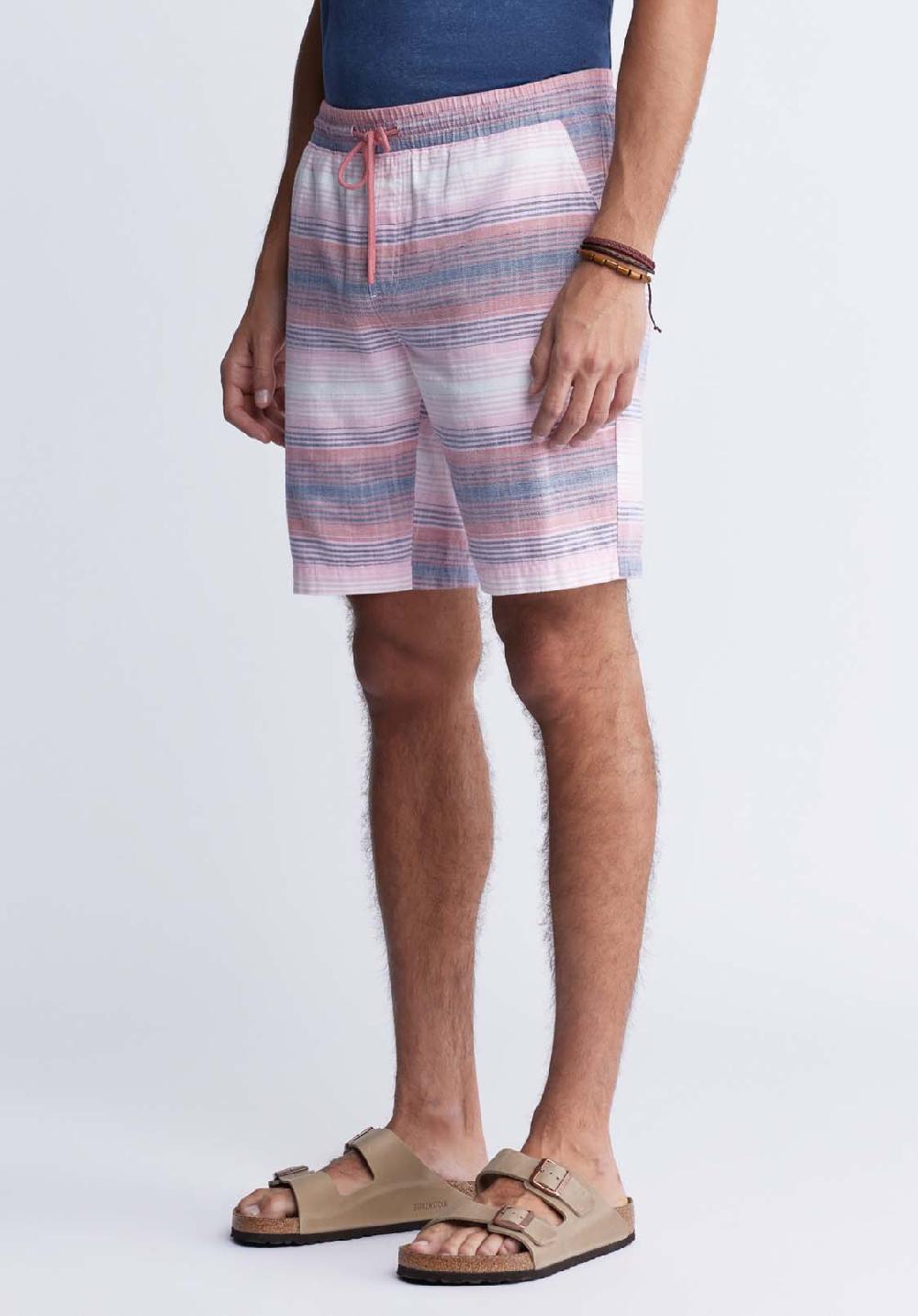 Buffalo David Bitton Hoggers Men's Striped Shorts In Mineral Red