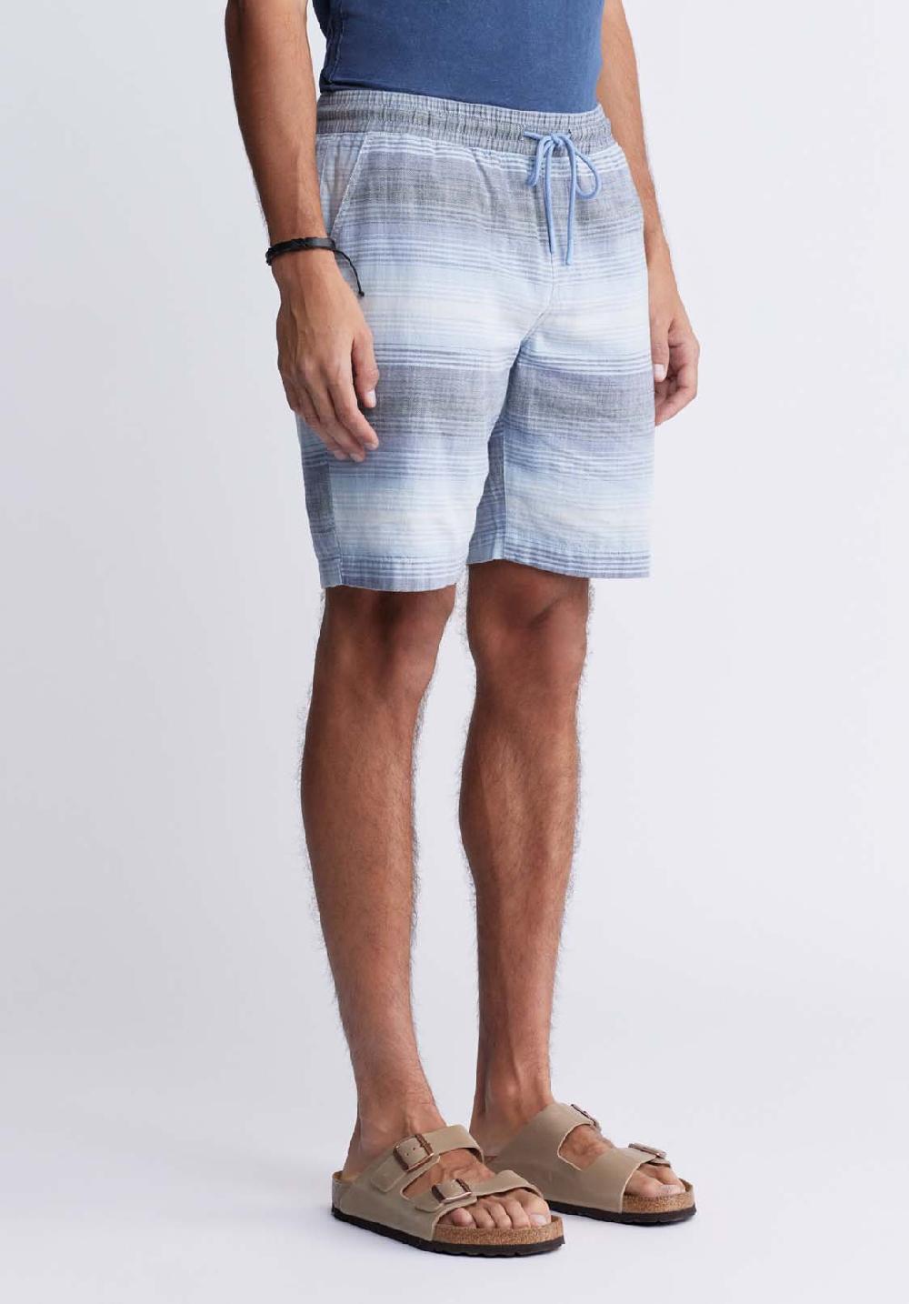 Buffalo David Bitton Hoggers Men's Striped Shorts In Mirage Blue