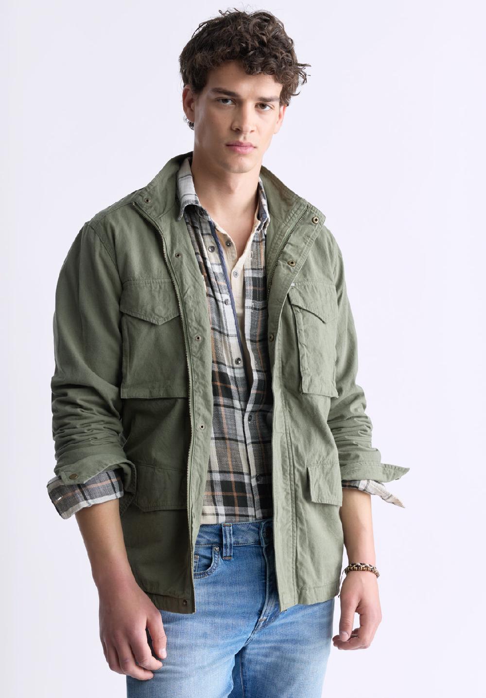 Buffalo David Bitton Jafom Men's Utility Jacket With Pockets Army Green