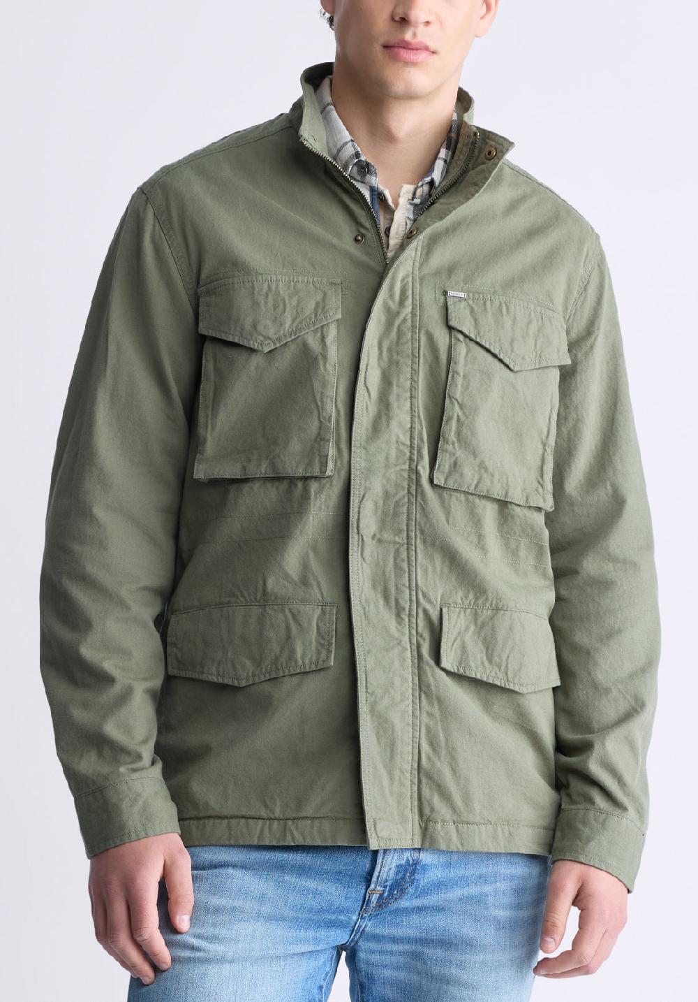 buffalo david bitton Jafom Men's Utility Jacket with Pockets Army Green