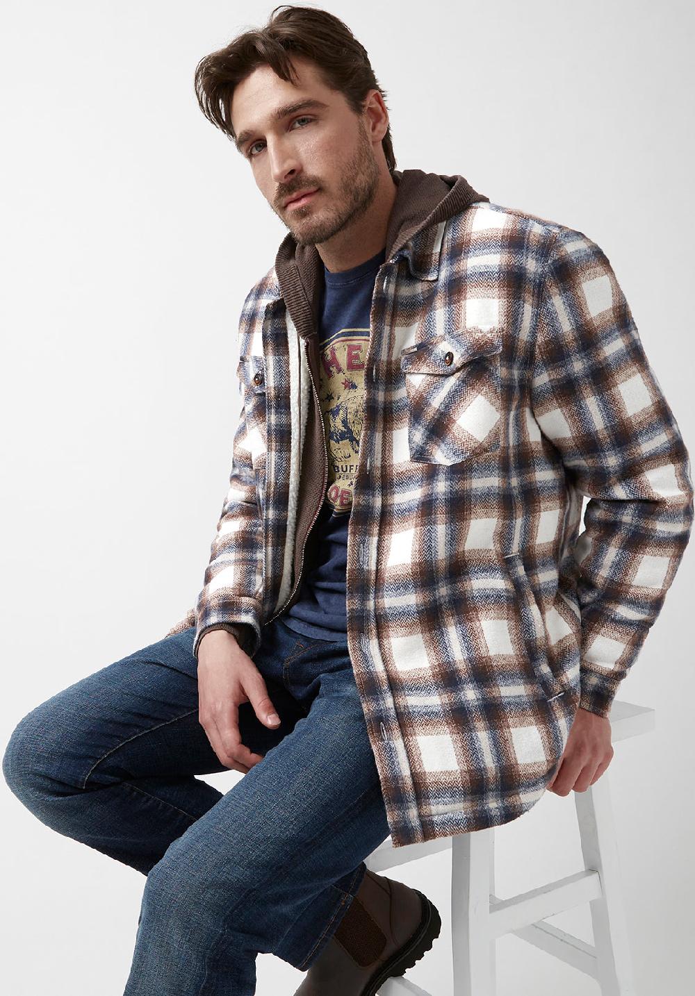 Buffalo David Bitton Jagig Men’s Shacket In Brown & Milk Plaid