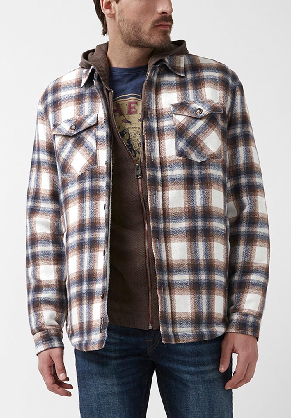 buffalo david bitton Jagig Men’s Shacket in Brown & Milk Plaid