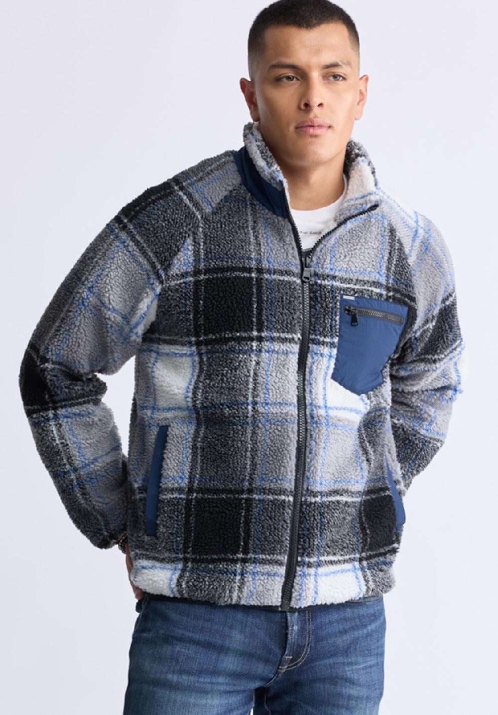 Buffalo David Bitton Jaik Men's Sherpa Bomber Jacket Midnight Blue