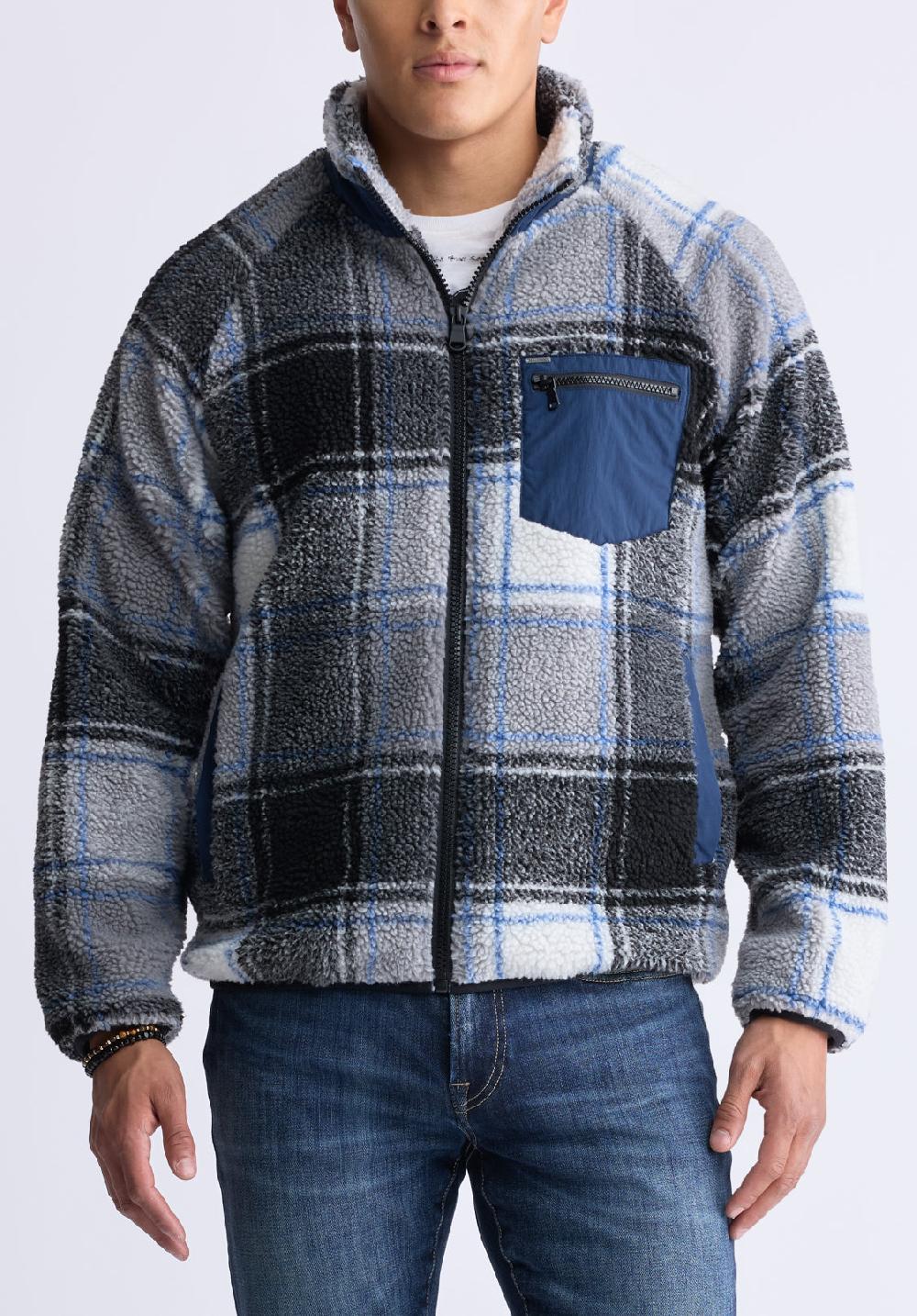 buffalo david bitton Jaik Men's Sherpa Bomber Jacket Midnight Blue