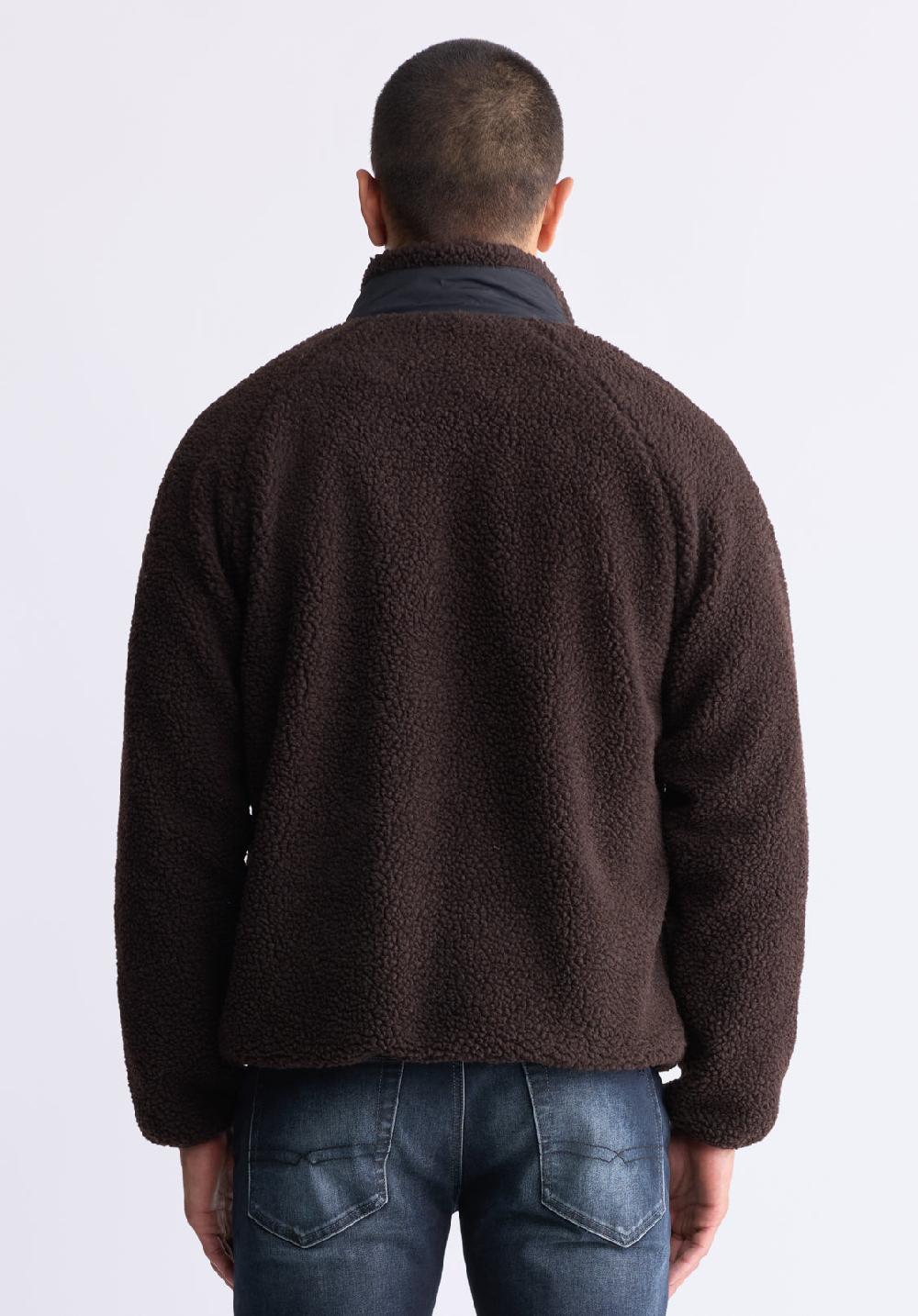 Buffalo David Bitton Jaik Men's Sherpa Bomber Jacket With Chest Pocket Chocolate