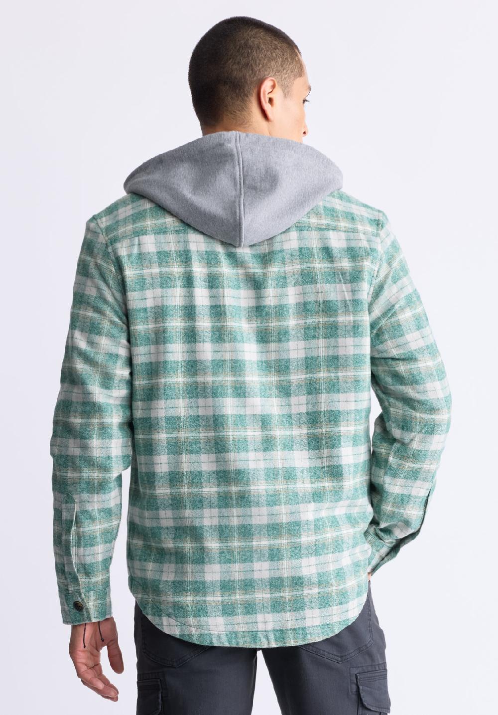 Buffalo David Bitton Jakeim Men's Plaid Hooded Shacket Grey & Green