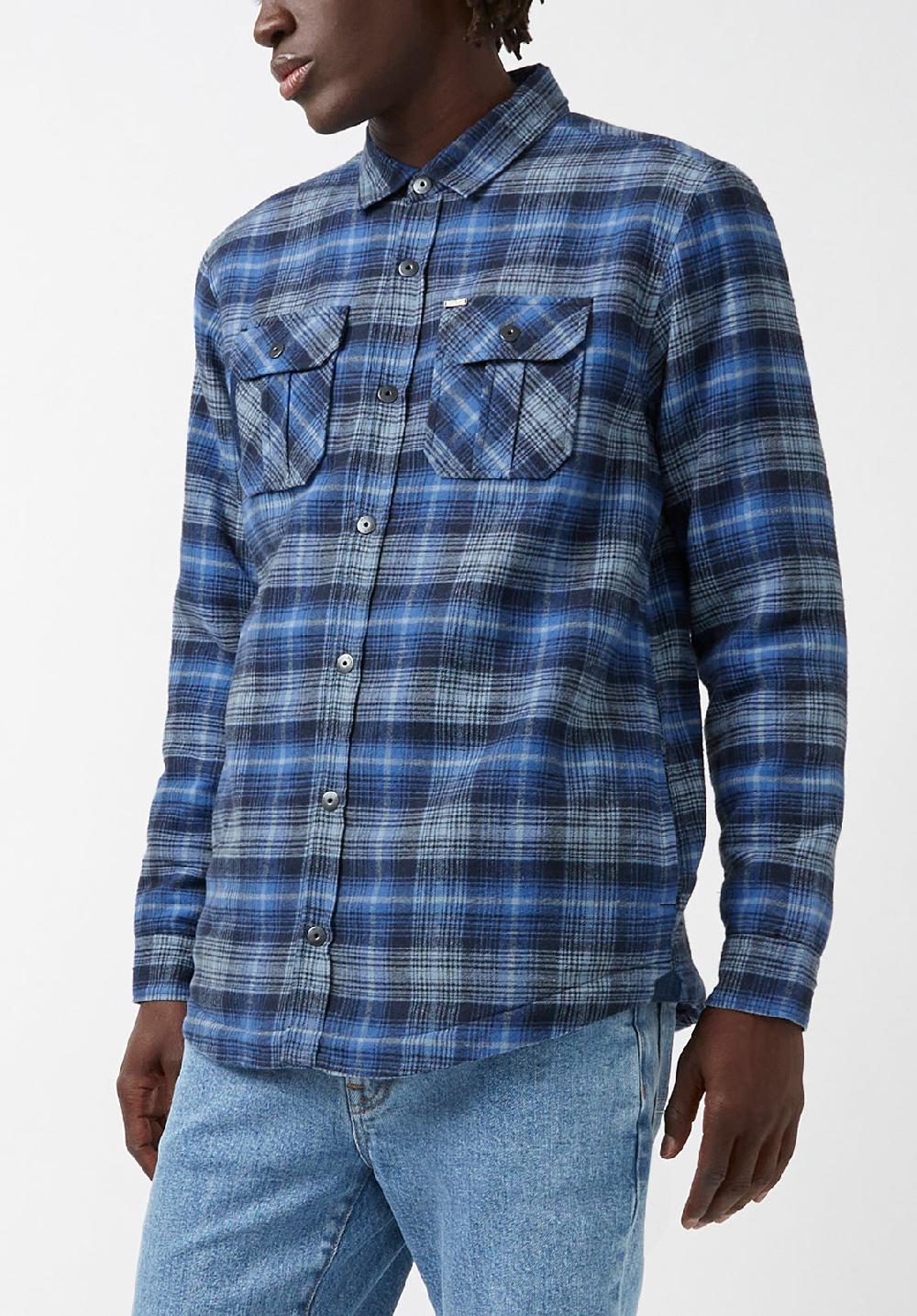 buffalo david bitton Jaral Men’s Shacket in Blue Plaid