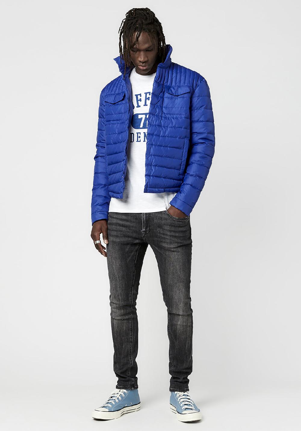 buffalo david bitton Jawine Men's Cropped Puffer Jacket in Blue