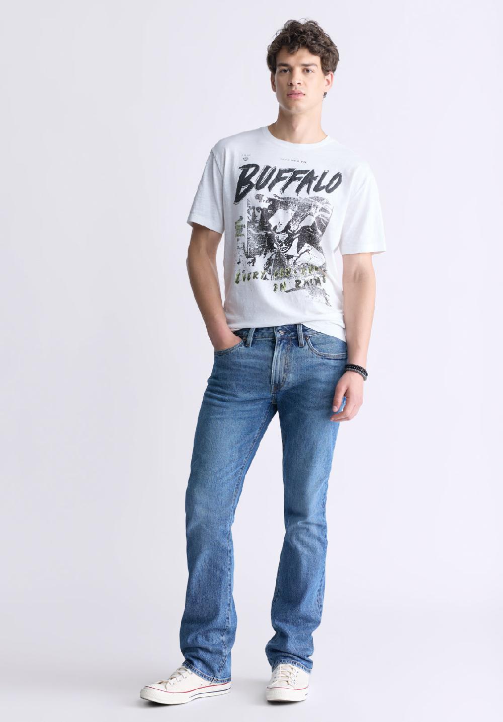 Buffalo David Bitton Jean Bootcut Pour Homme Slim Boot King Indigo Sablé - BM26033