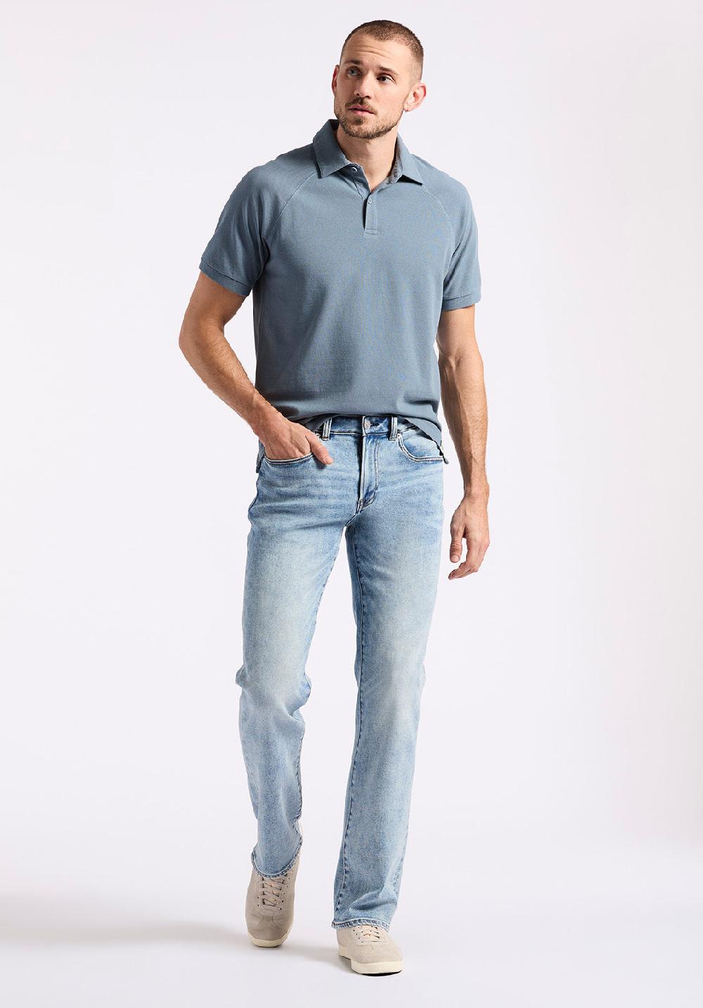 Buffalo David Bitton Jean Bootcut Slim King Pour Homme Bleu Sablé Avec Effet Moustache