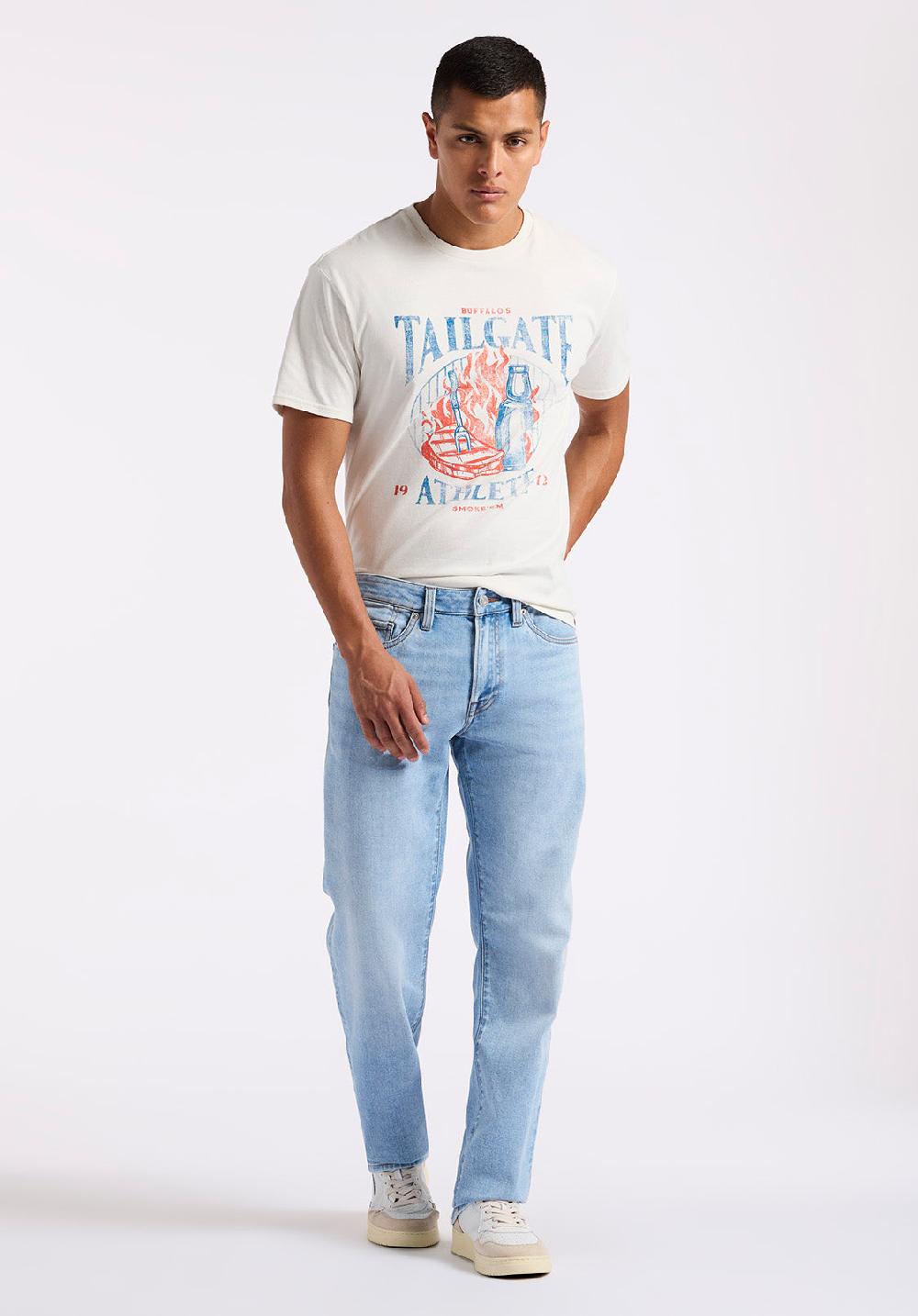 Buffalo David Bitton Jean Droit Décontracté Driven Pour Homme Bleu Clair