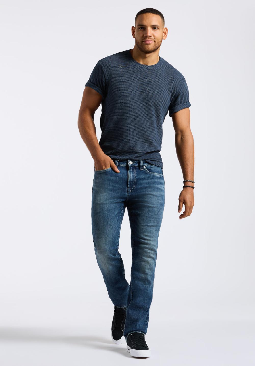 Buffalo David Bitton Jean Droit Décontracté Driven Pour Homme Indigo Travaillé Authentique