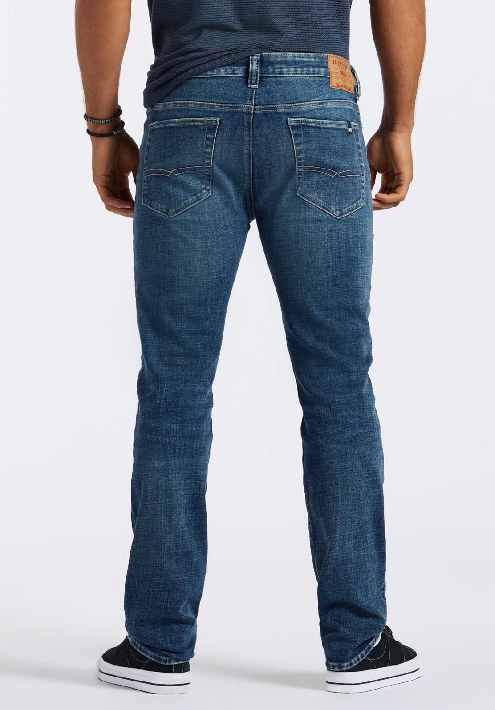 Buffalo David Bitton Jean Droit Décontracté Driven Pour Homme Indigo Travaillé Authentique