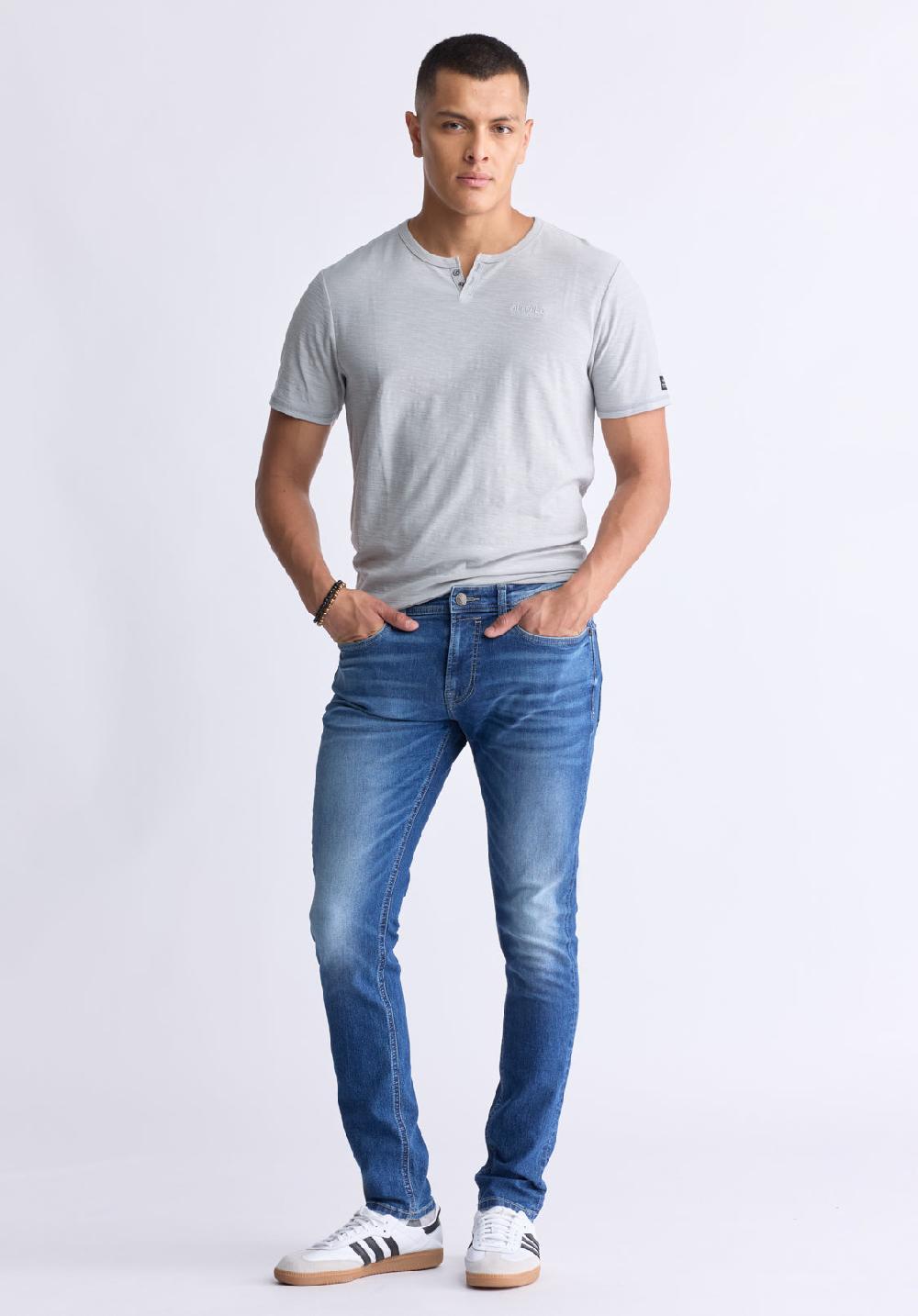 Buffalo David Bitton Jean Droit étroit Evan-X Pour Hommes Bleu - BPMD01260E