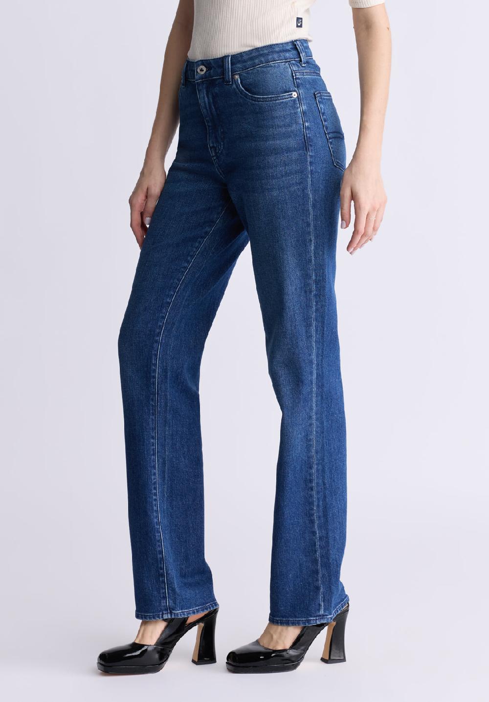 Buffalo David Bitton Jean Droite Mary à Taille Mi-haute Pour Femmes Indigo Contrastant - B