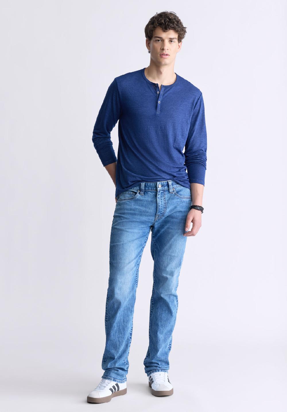 Buffalo David Bitton Jean Droite Pour Homme Straight Six Indigo Contrastant - BM26028