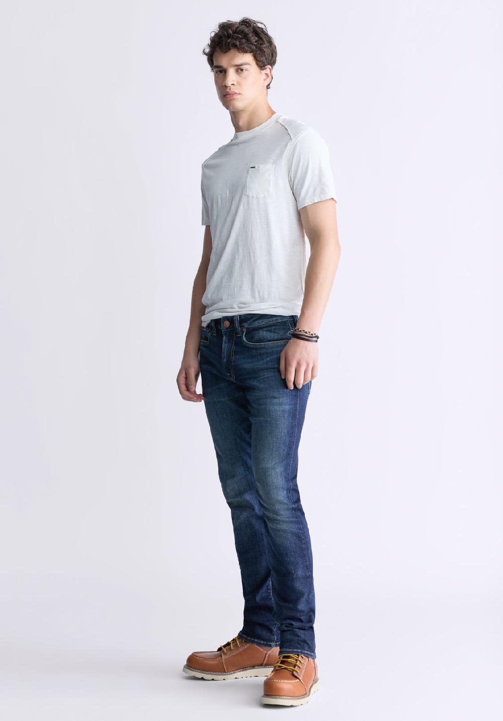 Buffalo David Bitton Jean étroit Pour Homme Slim Ash Indigo Contrastant - BM26024
