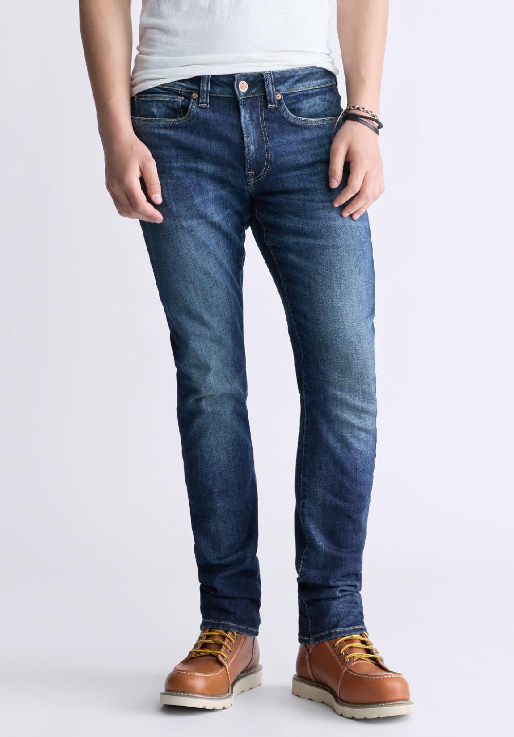 buffalo david bitton Jean étroit pour homme Slim Ash indigo contrastant - BM26024