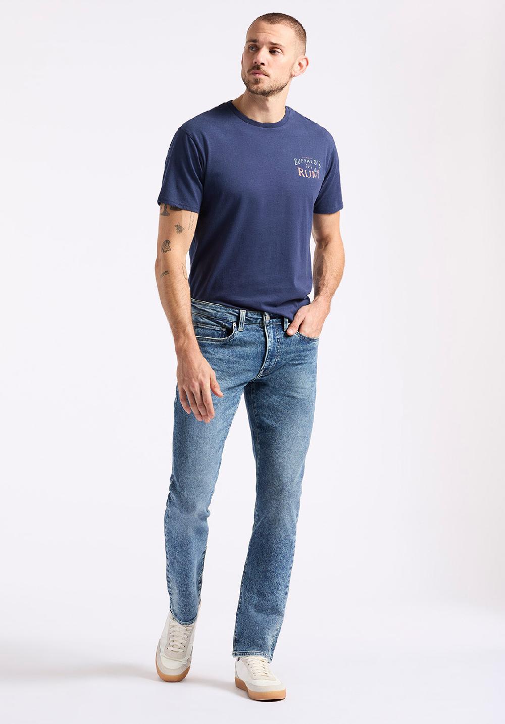Buffalo David Bitton Jean Slim Ash Freedom Flex Pour Homme Indigo Vintage Sablé - BM26063