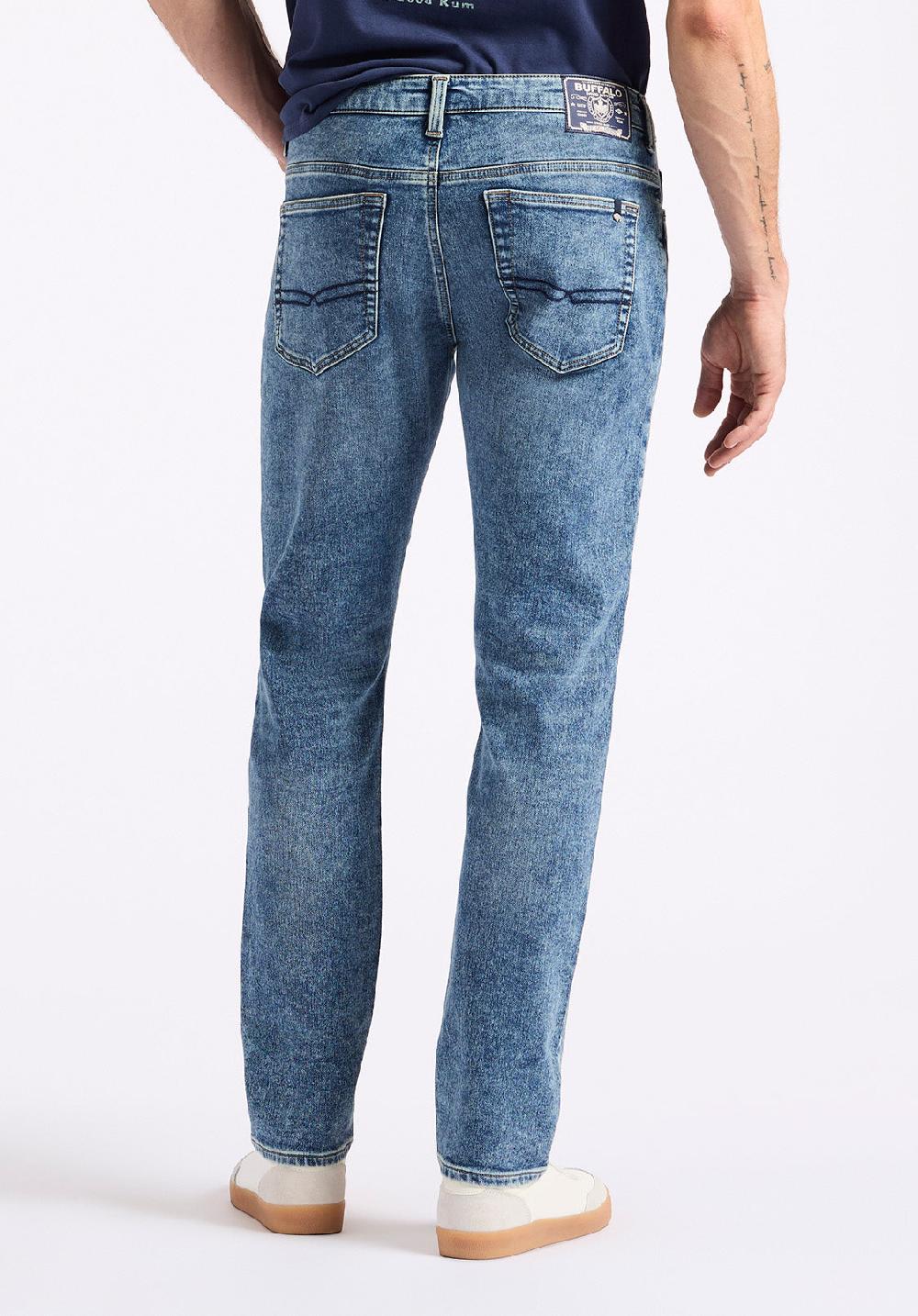 Buffalo David Bitton Jean Slim Ash Freedom Flex Pour Homme Indigo Vintage Sablé - BM26063