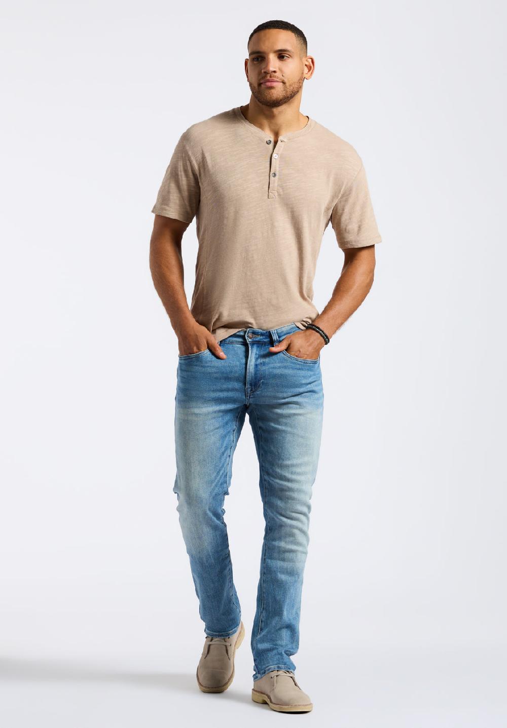 Buffalo David Bitton Jean Slim Ash Pour Homme Bleu Sablé Et Travaillé Intensément