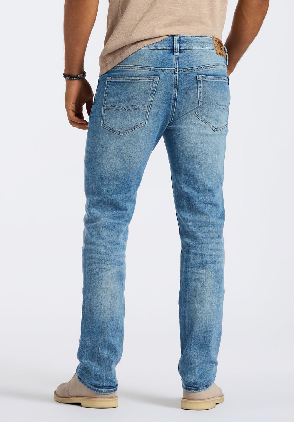 Buffalo David Bitton Jean Slim Ash Pour Homme Bleu Sablé Et Travaillé Intensément