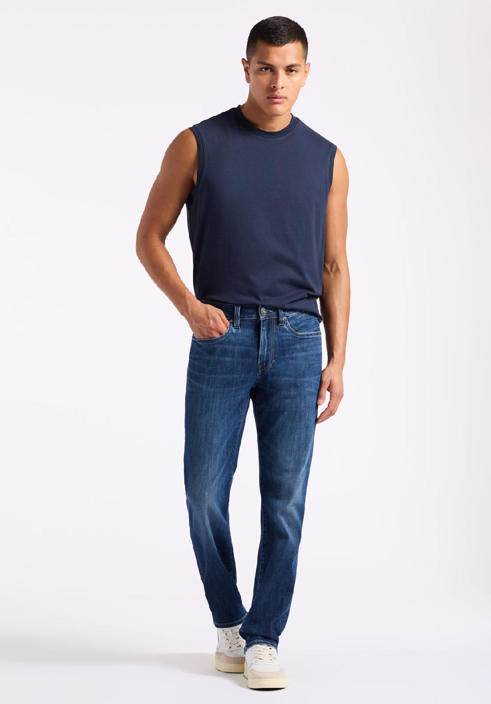 Buffalo David Bitton Jean Slim Ash Pour Homme Indigo Contrasté Avec Effet Moustache