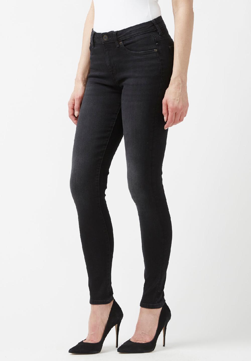 Buffalo David Bitton Jean Taille Mi-haute Et Coupe Skinny Pour Femme Alexa Noir Délavé - B
