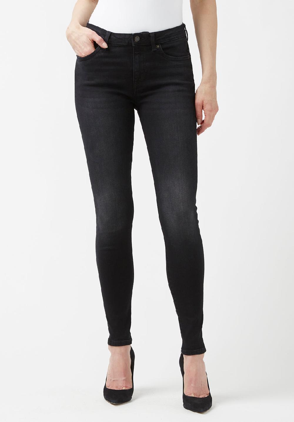 buffalo david bitton Jean taille mi-haute et coupe skinny pour femme Alexa noir délavé - B