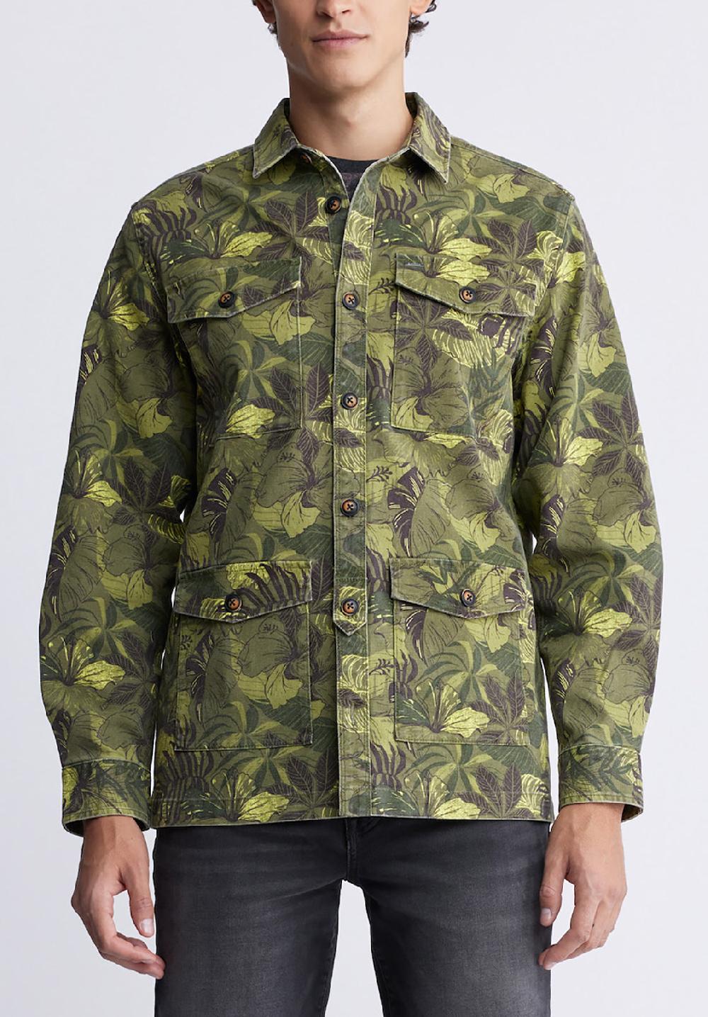 buffalo david bitton Jicama Men's Shirt Jacket in Sphagnum Green Print