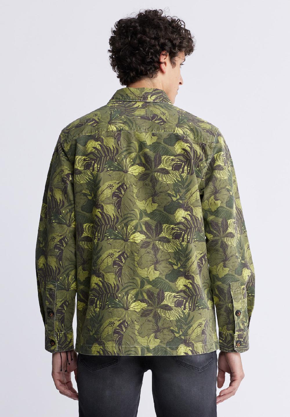 Buffalo David Bitton Jicama Men's Shirt Jacket In Sphagnum Green Print