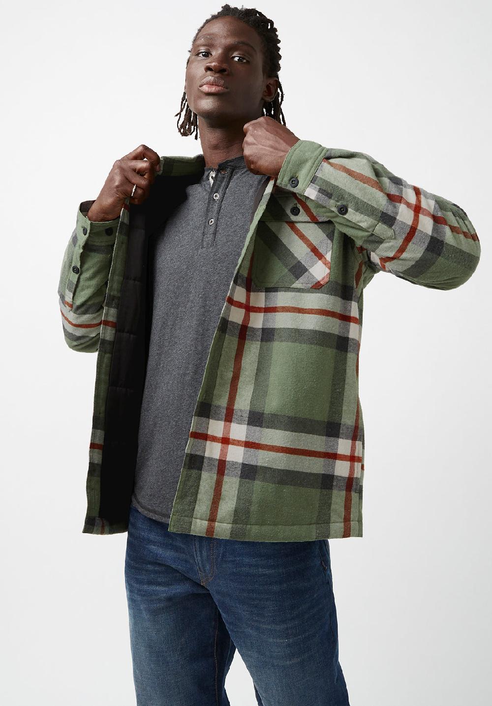 Buffalo David Bitton Jomon Men’s Shacket In Green Grey Plaid