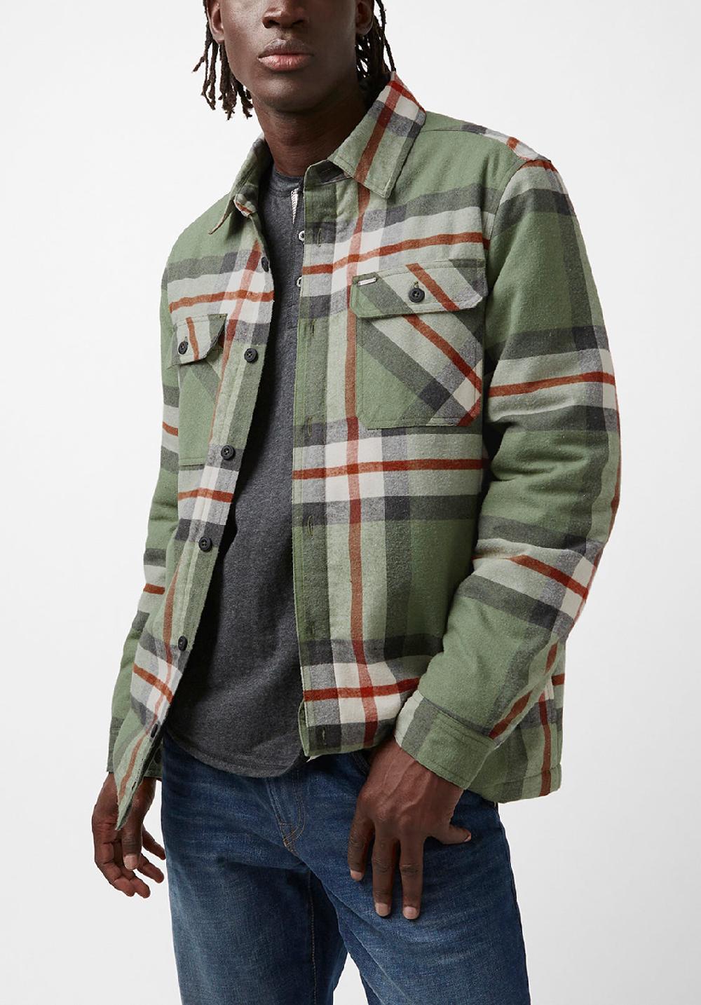buffalo david bitton Jomon Men’s Shacket in Green Grey Plaid