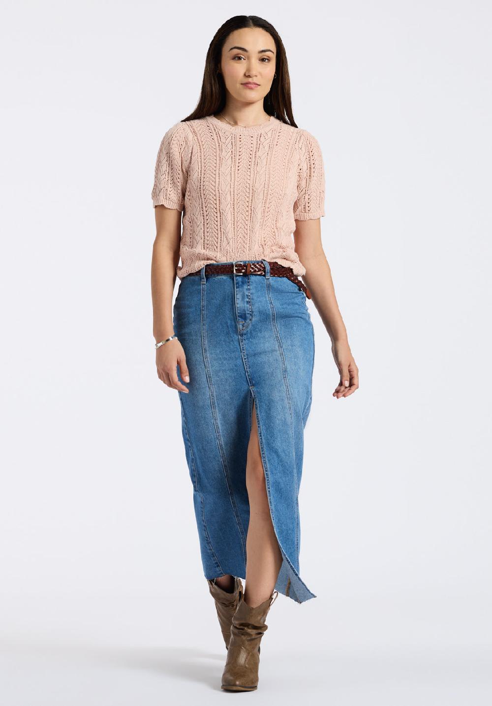 Buffalo David Bitton Jupe Longue Taille Mi-haute Sylvie Indigo Usé Et Délavé